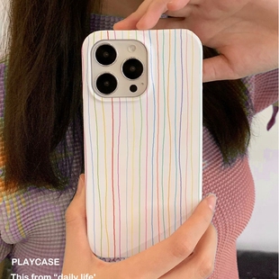 适用iPhone16promax苹果14小米15新款 mate70华为p70nova13荣耀200手机壳opporeno14软壳vivox100菲林彩色线条