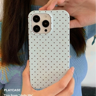 薄荷波点适用iPhone16 15promax手机壳华为P70小米14opporeno13菲林软壳vivox200pro红米k70pro苹果14荣耀200