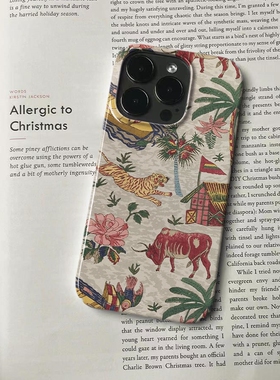 复古彩绘~适用iPhone15promax苹果13小米14新款mate60华为p70e适用nova12荣耀90菲林手机壳vivox100nova12pro