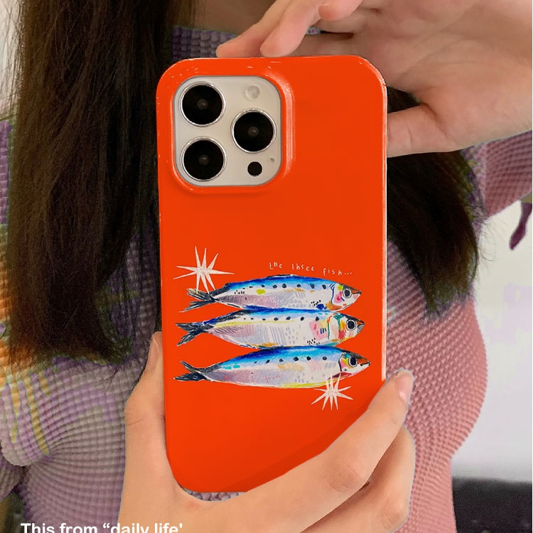适用iPhone16promax苹果14小米15新款mate70华为p70nova13荣耀200手机壳opporeno13软壳vivox100三条鱼油画