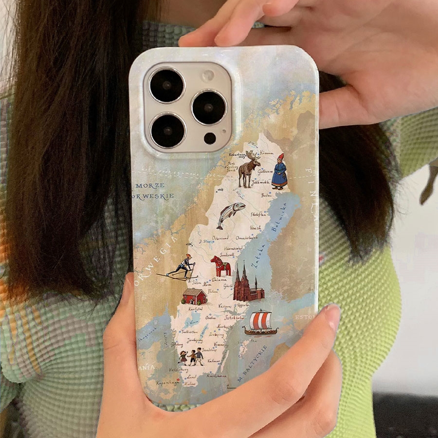 艺术旅行地图适用iPhone16promax苹果14小米15新款mate70华为p70nova13荣耀200手机壳opporeno13软壳vivox100