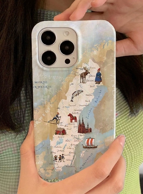 艺术旅行地图适用iPhone16promax苹果14小米15新款mate70华为p70nova13荣耀200手机壳opporeno13软壳vivox100