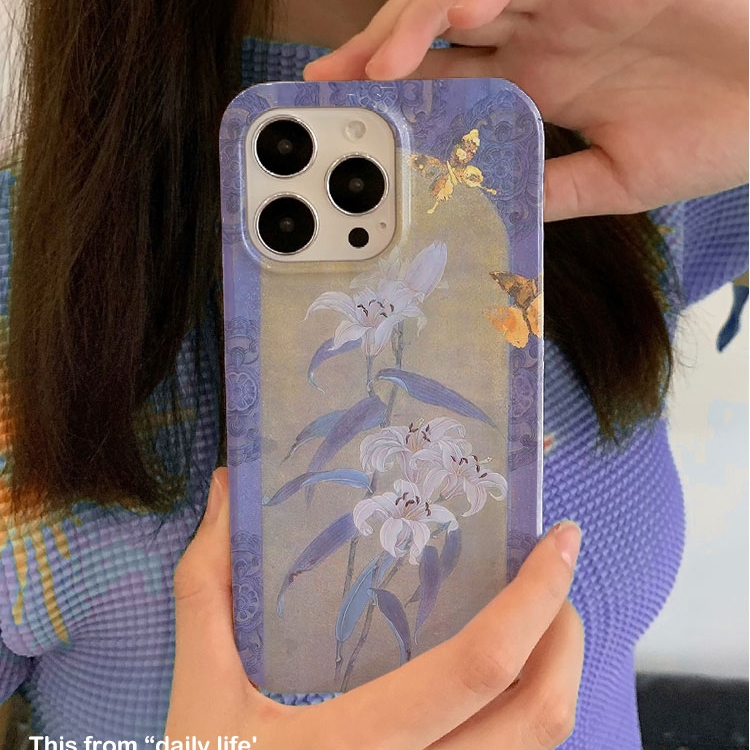 适用iPhone16promax苹果14小米15新款mate70华为p70nova13荣耀200手机壳opporeno13软壳vivox100中式百合金蝶