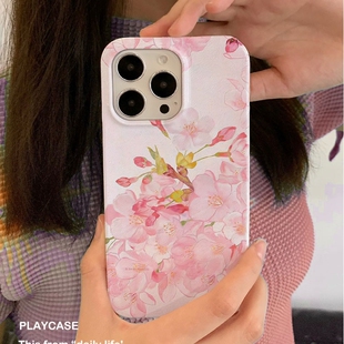 适用iPhone16promax苹果17小米17pro新款mate80华为p70荣耀200菲林nova15手机壳vivox300灼灼桃花~oppofindx9