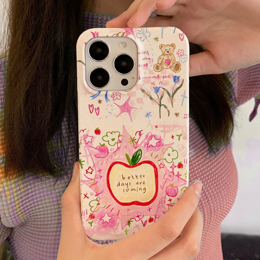 艺术涂鸦苹果~苹果17promax手机壳新款14plus文艺适合夏天的iphone13少女心12pm适用p60华为pura70小米15/14