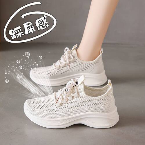 白色2026新款春季透气镂空网面轻便女鞋跑步休闲软底防滑网鞋百搭