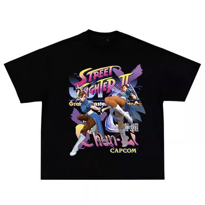 ins美式潮复古短袖致敬Street Fighter 街头霸王春丽hiphop半袖t