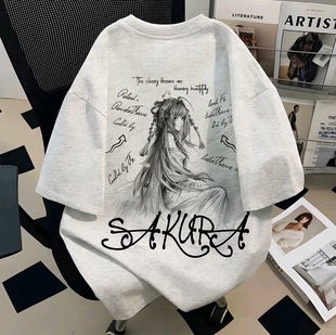 龙族动漫上杉绘梨衣印花短袖 百搭休闲圆领T恤学生百搭潮 上衣夏季