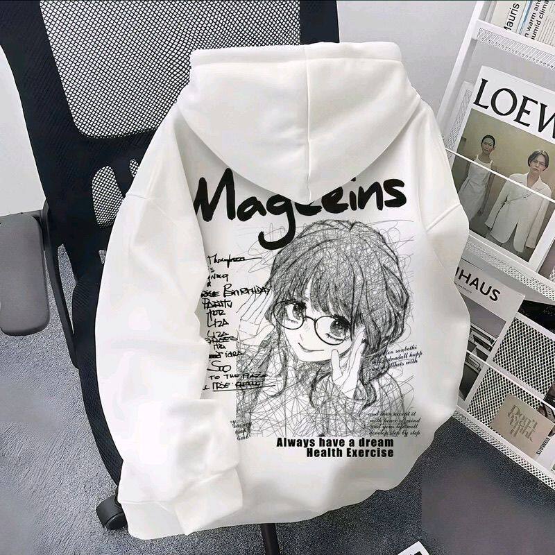 美式动漫熏香花凛然绽放印花卫衣