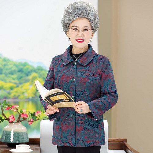上衣70岁棉袄加绒春秋新款妈妈装