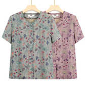 妈妈衣服开衫 中老年人夏装 衬衫 短袖 洋气夏天上衣 百搭女奶奶装