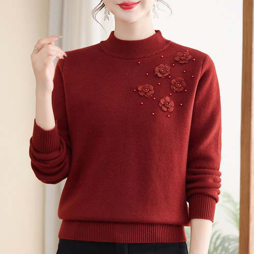妈妈秋冬新款毛衣洋气新加绒