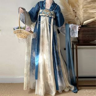 未央宫原创汉服女【万华镜】唐制齐胸青花瓷重工刺绣襦裙春夏日常