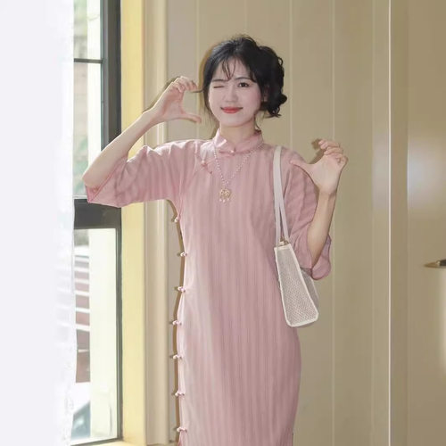 复古民国风新中式改良版旗袍古法无省条纹倒大袖学生秋季新款女