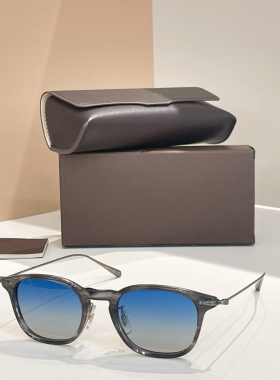 日系纯钛超轻复古椭圆防晒墨镜