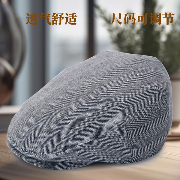 纯麻男士亚麻遮阳鸭舌帽防晒凉帽