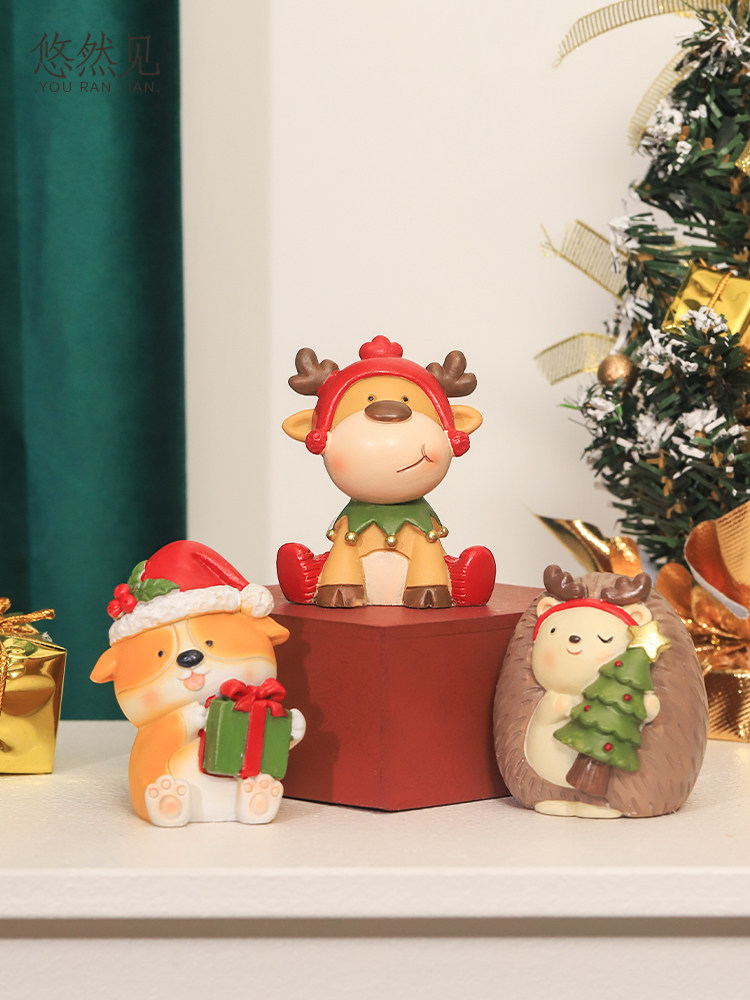 圣诞节礼物派对动物小麋鹿摆件美式创意家居装饰品桌面送女生礼物