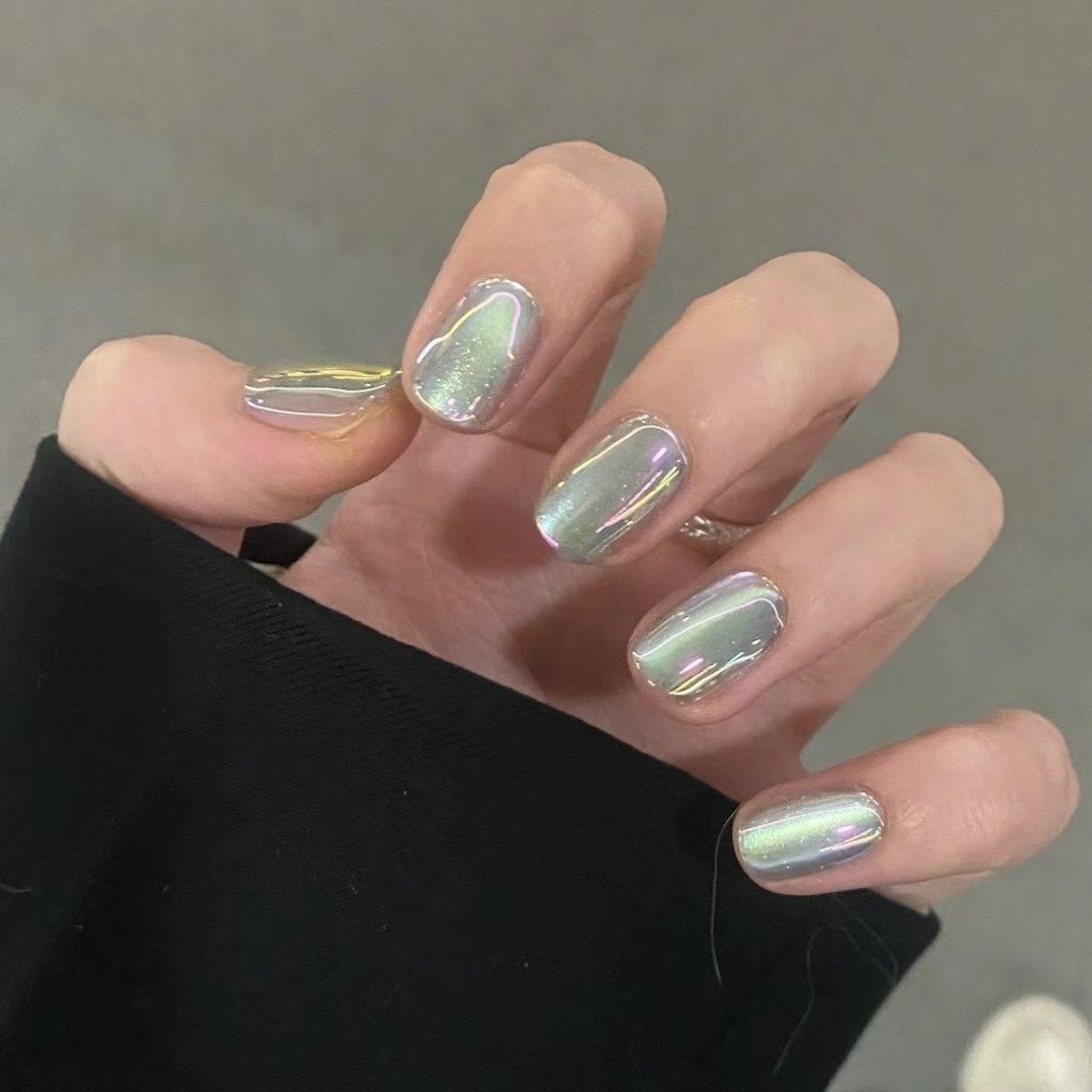 2026年新款儿童美甲穿戴甲感短款电镀天青色猫眼30片假指甲贴,彩妆/香水/美妆工具,美甲工具,淘宝优惠券,粉丝福利购,淘宝优惠卷