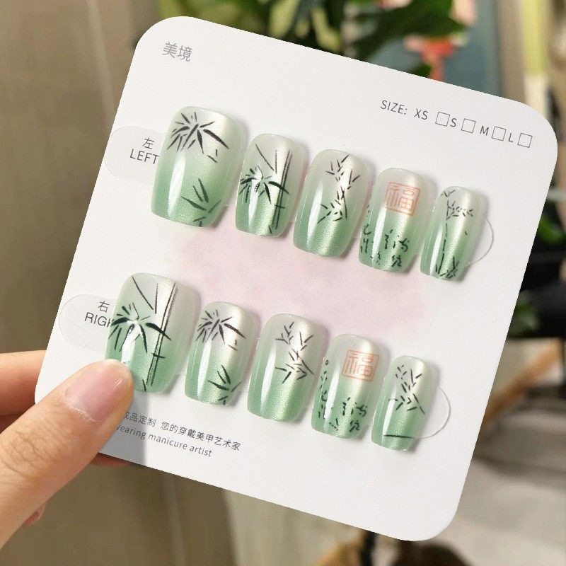 2026年新款儿童美甲穿戴甲感短款福光竹影猫眼30片假指甲贴片,彩妆/香水/美妆工具,美甲工具,淘宝优惠券,粉丝福利购,淘宝优惠卷
