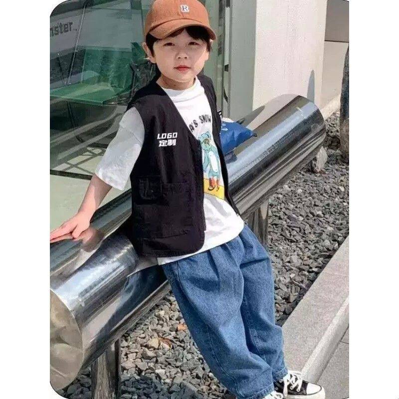 日系儿童马甲背心幼儿园班服春秋个性背心工装外套定做印