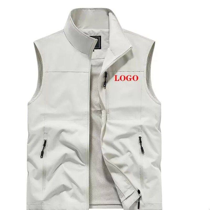 一件印字logo反光多口袋春工装马甲学生会工作服展会男女同款