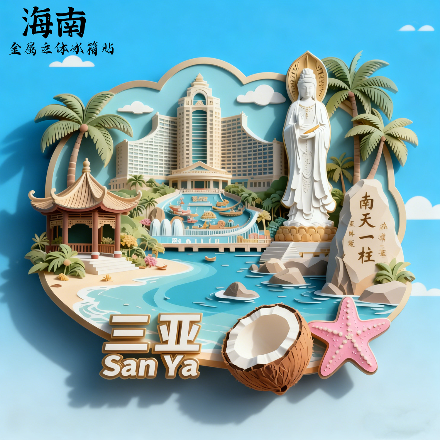 三亚城市金属冰箱贴磁贴