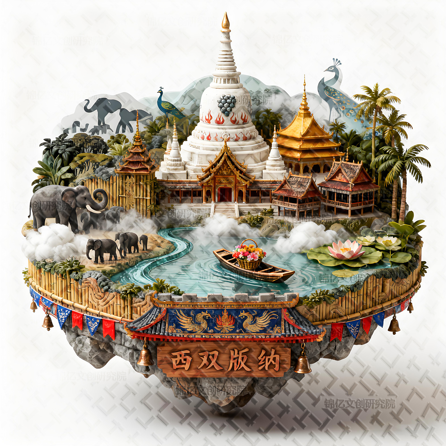 西双版纳金属立体浮雕冰箱贴