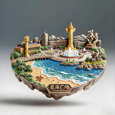 大连金属浮雕冰箱贴星海广场