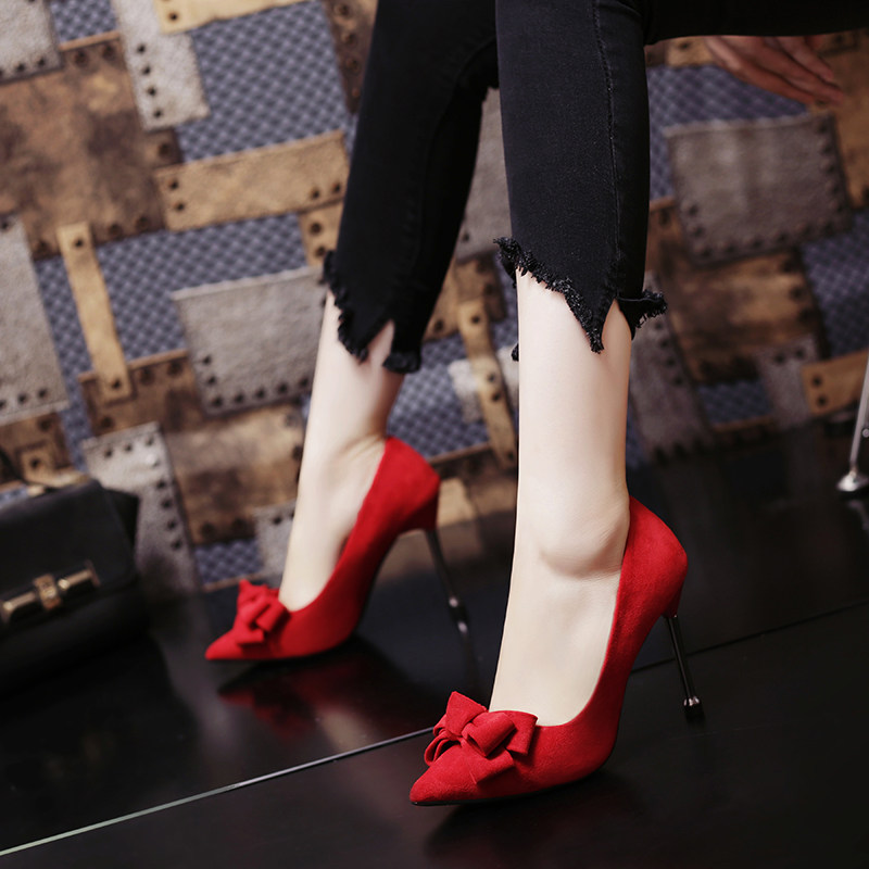 Wedding shoes women 2019 Spring new pattern Versatile Tip Lipstick High-heeled shoes fairy Stiletto 10cm Single shoesin the Women's Shoes, Low shoes  category - from Buy2taobao.com to provide professional Taobao agent buy service