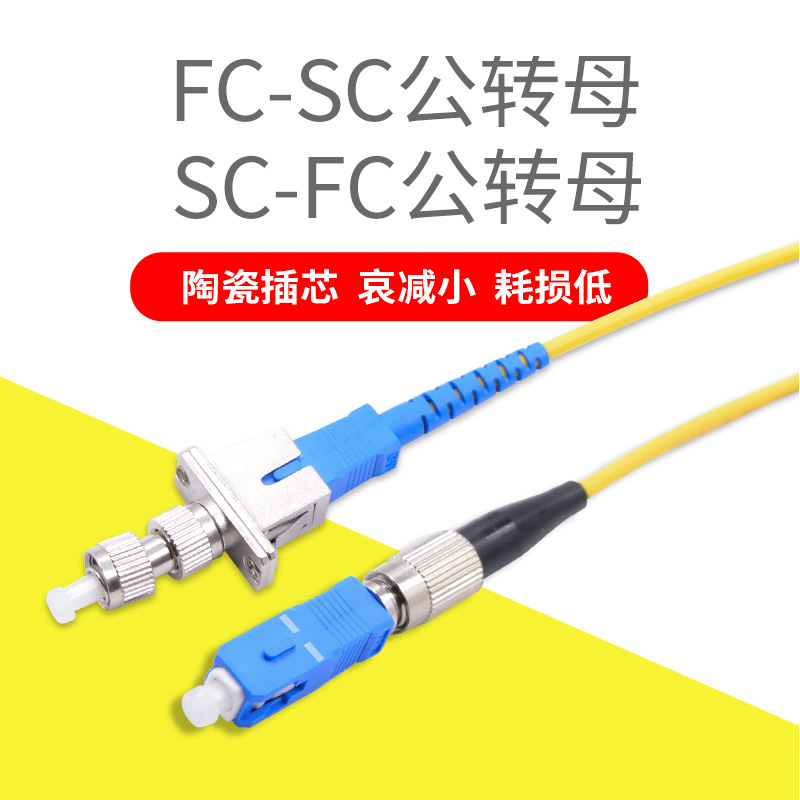 锐闪  SC-FC公转母法兰盘 藕合器 转接头FC公转SC母转换头 FC公-SC母转接适配器光纤跳线尾纤阴阳耦合器ST母