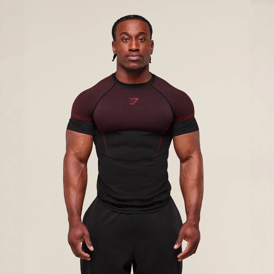 thumbnail for GYMSHARK New Running Sports Fitness Top Casual Breathable Tight Short Sleeve Casual Running T-Shirt Shark