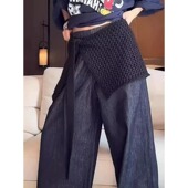 系带针织屁帘女2026新款 大码 镂空设计一片式 外搭叠穿遮肉显瘦裙帘