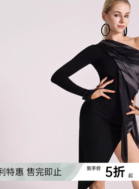 UDANCE2026新款拉丁舞服女成人舞蹈服日常练功服套装斜肩连衣裙40