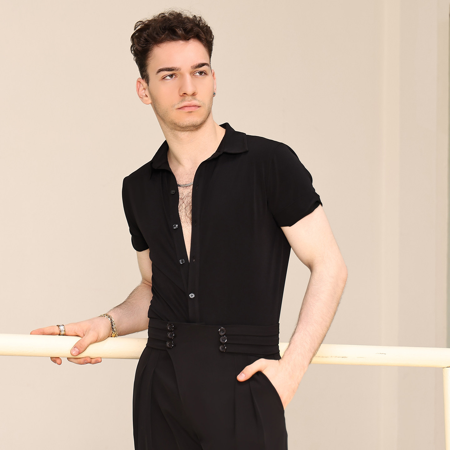 UDANCE2026男士新款拉丁上衣体服短袖国标交谊舞服衬衫t恤男A27