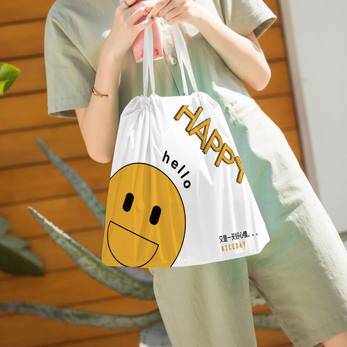 服装店购物袋笑脸塑料袋礼品袋束口袋饰品打包袋化妆品手提袋定制 - 封面