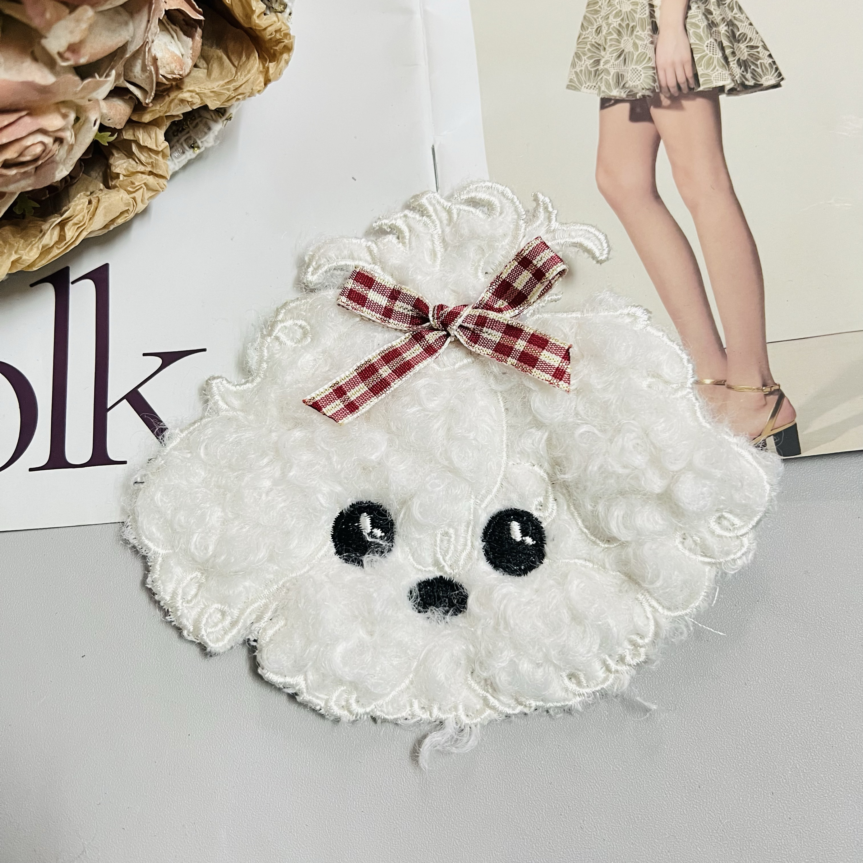 新款时尚卡通图案布贴手缝毛绒狗狗布贴服装包包补丁装饰diy辅料