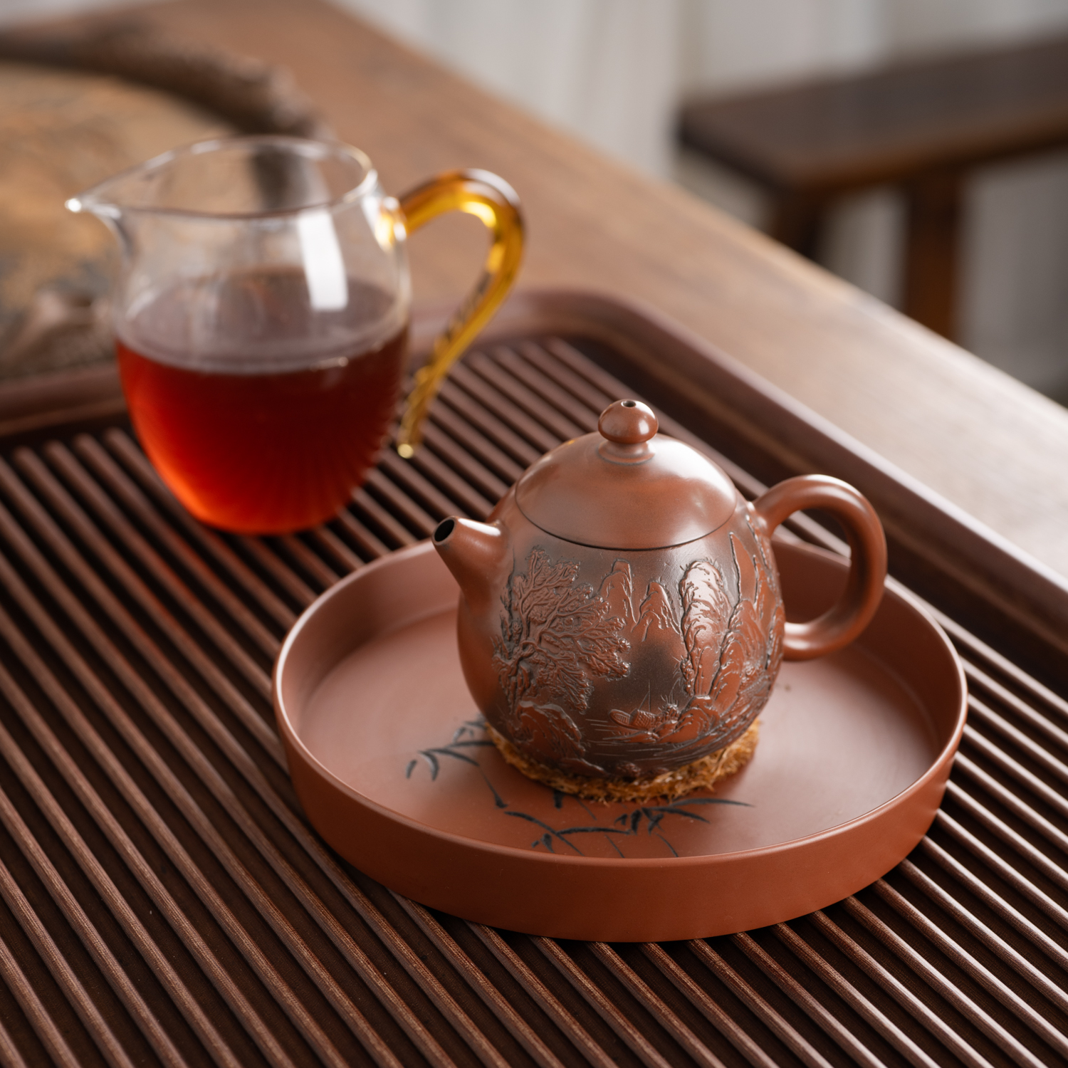 钦州坭兴陶集「山水龙蛋壶」 市级名家大 师精品 纯手工窑变茶壶