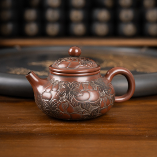 钦州坭兴陶集「葫芦容天壶 纯手工窑变茶壶非紫砂壶 」 市级精品