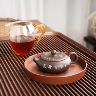钦州坭兴陶茶壶「扁玉壶 」名家大师精品纯手工窑变茶壶非紫砂壶