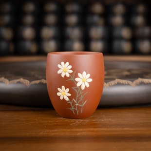 名家大师精品 钦州坭兴陶集「堆雕小雏菊主人杯」 纯手工窑变茶壶
