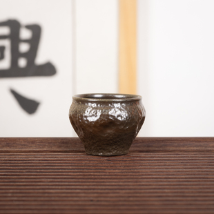 名家大师精品 钦州坭兴陶集「柴烧锤纹主人杯」 纯手工窑变茶杯