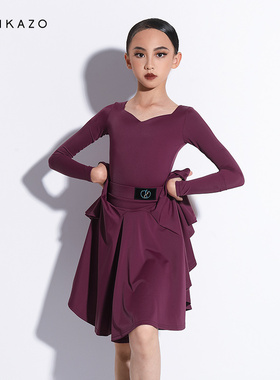 茜卡索 拉丁舞服女童比赛服专业舞蹈考级服赛服儿童规定服G7037