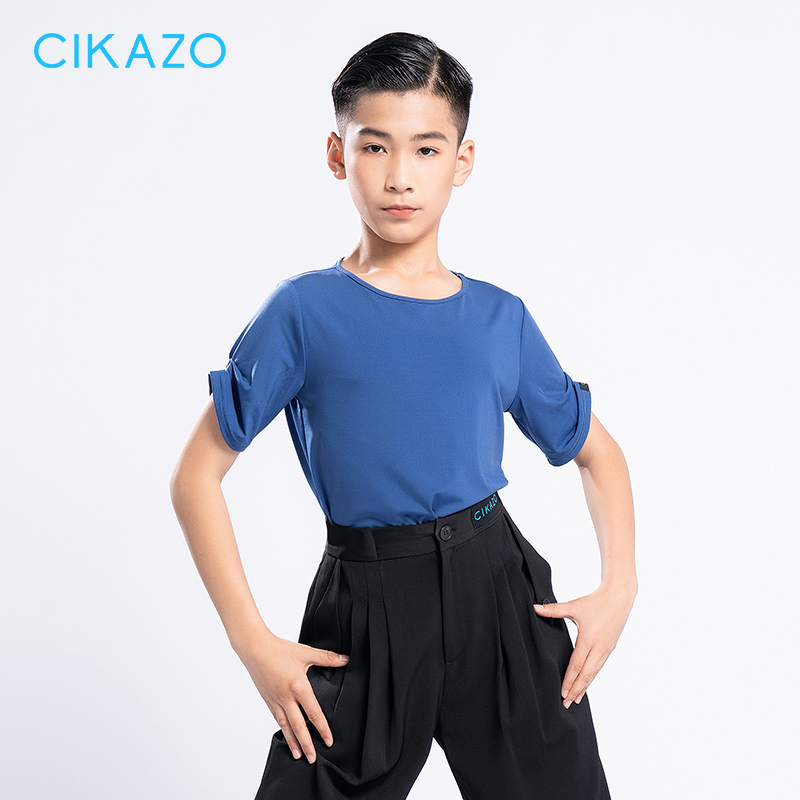 拉丁舞服男童练功服上衣t恤夏季