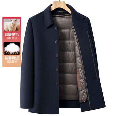 中长款商务休闲羊毛呢大衣外套男