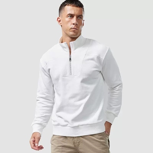 卫衣男立领秋冬季套头百搭宽松纯色半拉链重磅高领外套秋冬季上衣