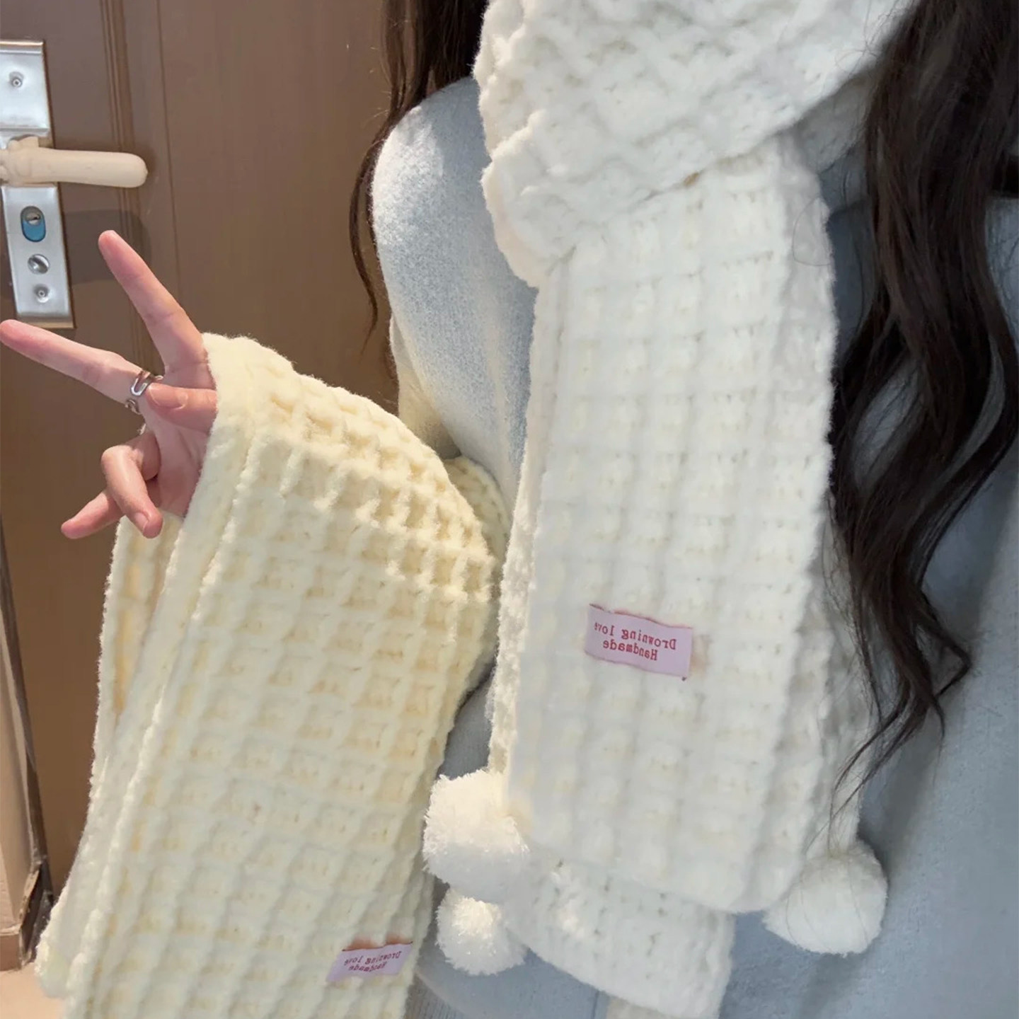 云朵棉棉线华夫格围巾手工diy毛线材料包编织围脖送女朋友,服饰配件/皮带/帽子/围巾,毛线,淘宝优惠券,粉丝福利购,淘宝优惠卷