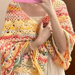 贵妇人魔女披肩手工diy钩织材料包雪妃尔琉璃云段染毛线围巾七夕