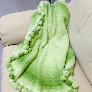 麦线线云小绒长绒渐变毛线玫瑰花束毯子diy材料包自制盖毯送礼物