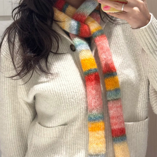 雪妃尔琉璃云腊肠围巾毛线手工diy渐变色手织围脖自制礼物送女友