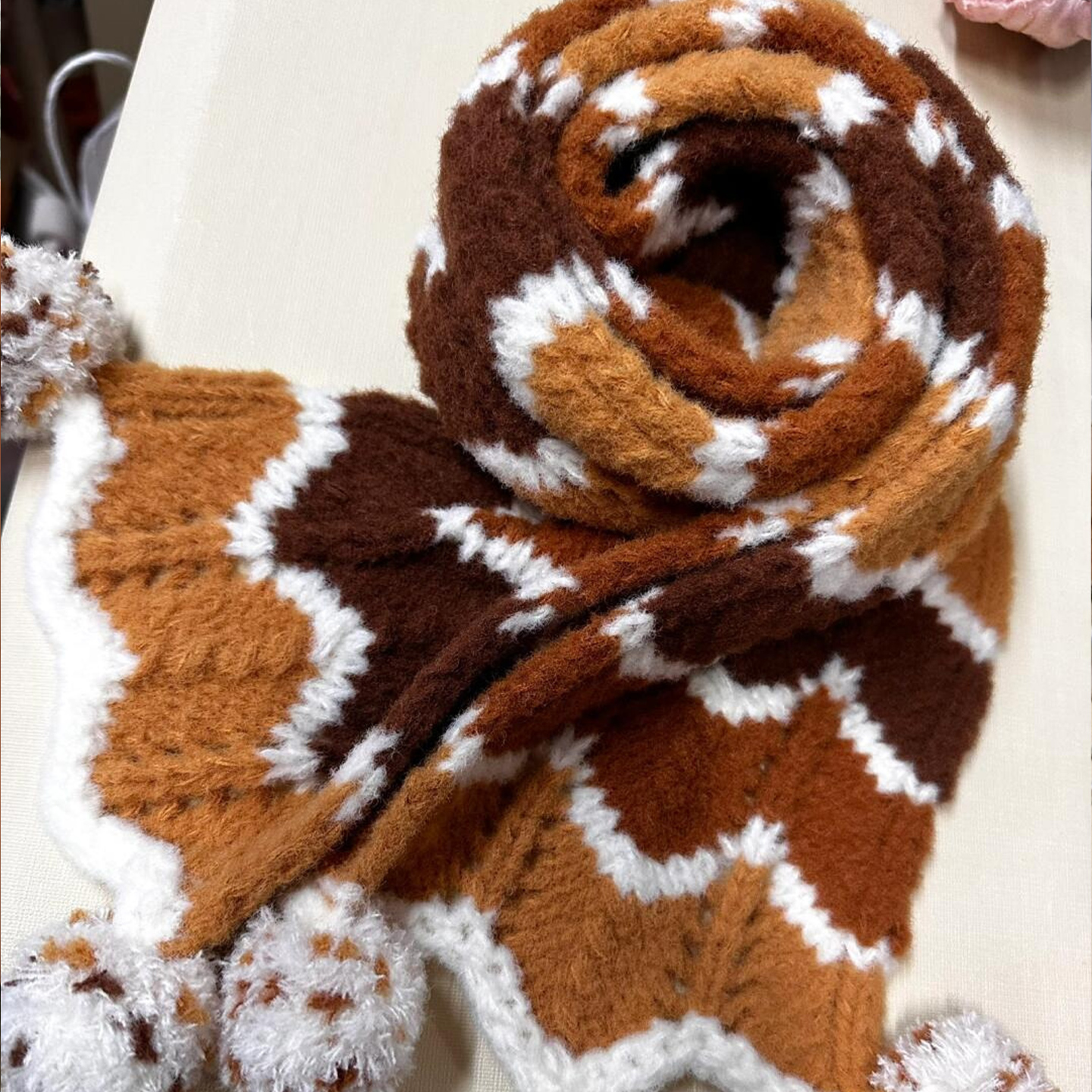 手工麦线线泡芙棉冬季diy围巾